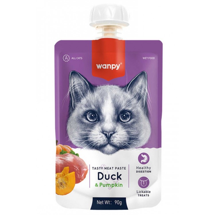 Wanpy Ördek ve Bal Kabaklı Taze Ezme Kedi Ödül Maması 90gr