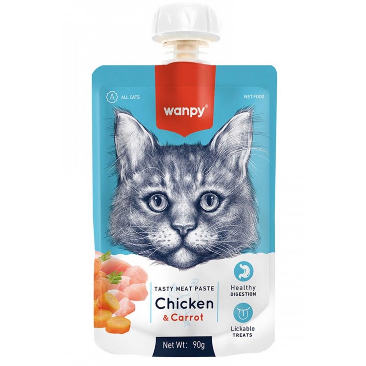 Wanpy Tavuklu ve Havuçlu Taze Ezme Kedi Ödül Maması 90gr