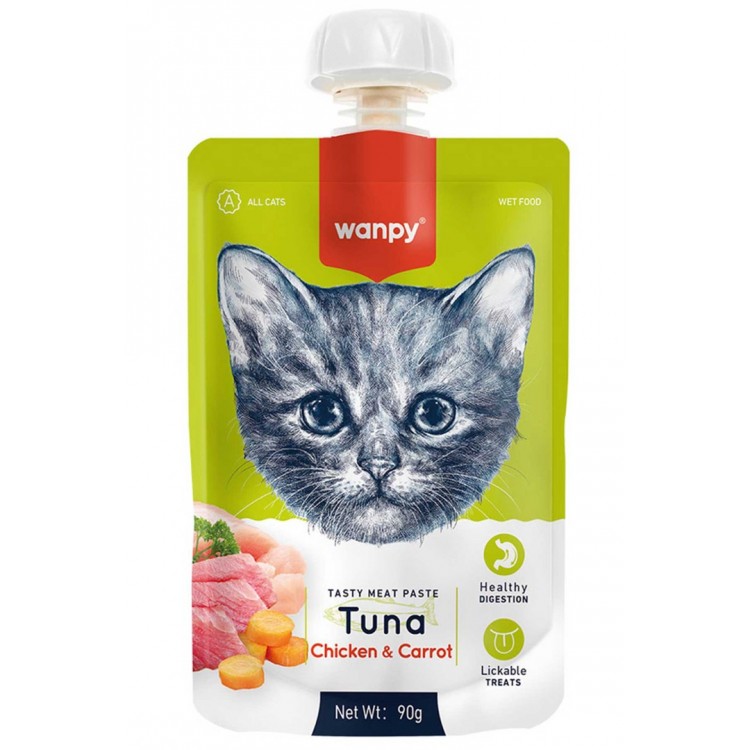 Wanpy Ton Balığı ve Tavuklu Taze Ezme Kedi Ödül Maması 90gr