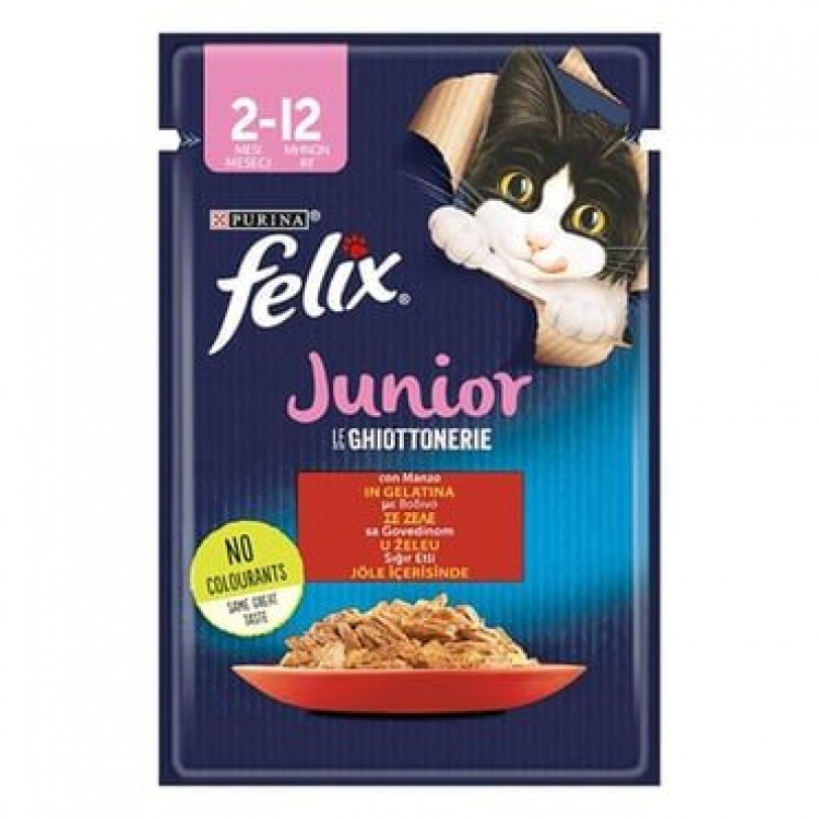 Felix Sensations Junior Taze Jöle İçerisinde Sığır Etli Yavru Konserve Kedi Maması