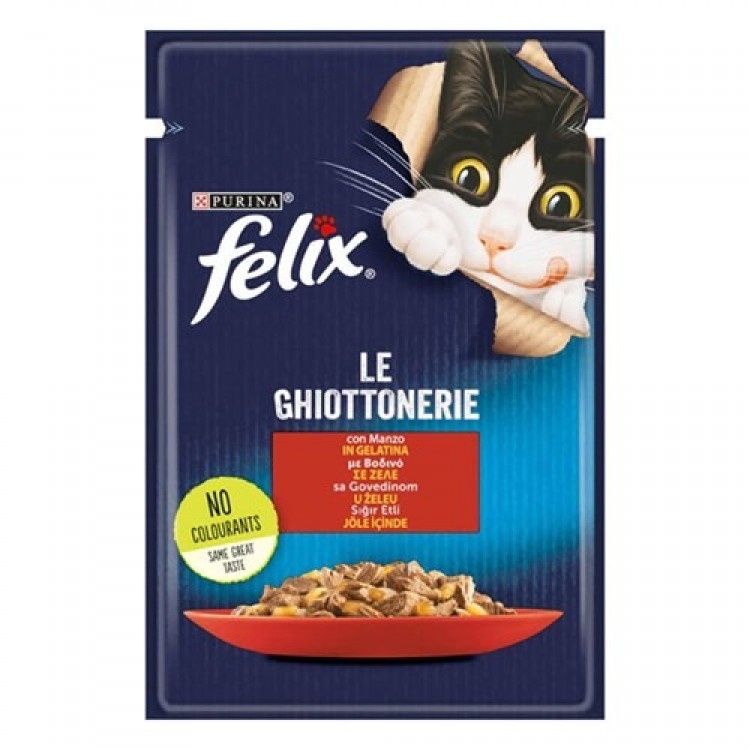 Felix Taze Sığır Etli Jöleli Pouch Yetişkin Konserve Kedi Maması