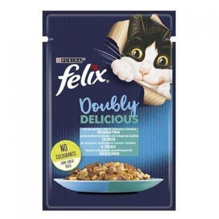 Felix Taze Somon ve Sardalya Jöleli Pouch Yetişkin Konserve Kedi Maması