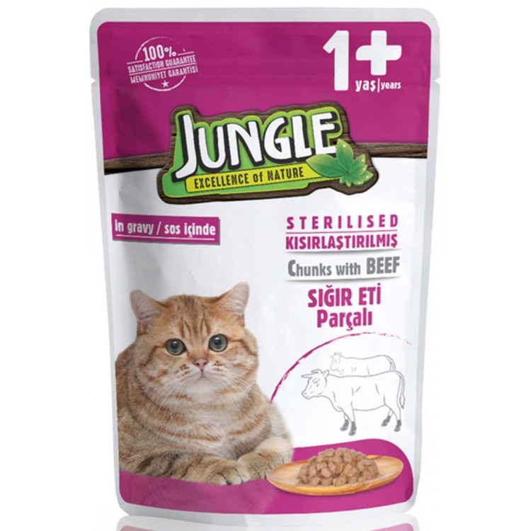 Jungle Gravy Biftekli Kısırlaştırılmış Kedi Konservesi 100gr