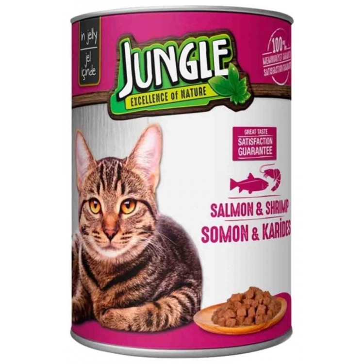 Jungle Somonlu Karidesli Kedi Konservesi 415gr