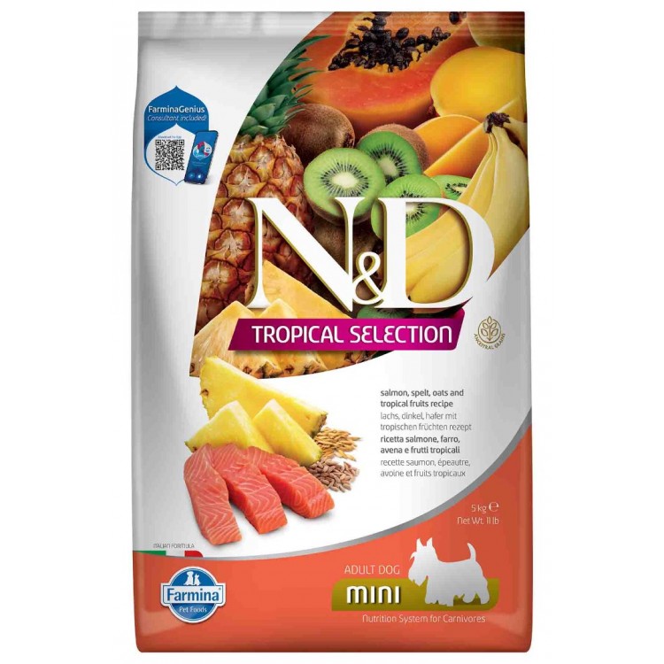 ND Tropical Selection Somonlu ve Tropikal Meyveli Mini Irk Yetişkin Köpek Maması 5kg