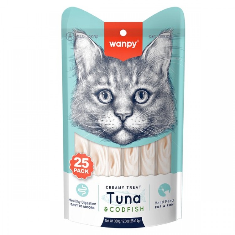 Wanpy Ton&Morina Balıklı 25*14 gr Krema Kedi Ödülü RAC-053