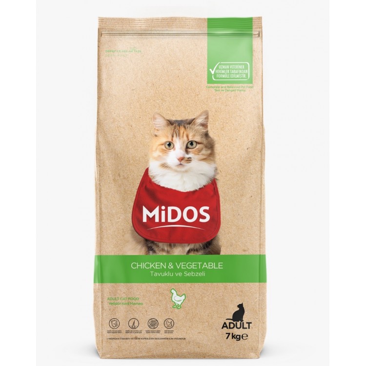 Midos Tavuklu ve Sebzeli Hairball Yetişkin Kedi Maması 15 Kg